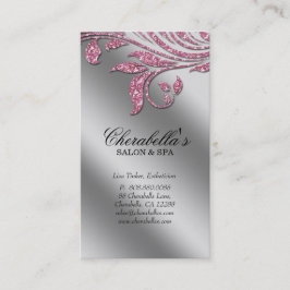Glitter Makeup Salon Elegant Rosa Silver Löv Tidsbeställning Kort