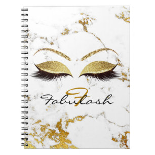 Glitter Makeup Sparkly Monogram White Guld Anteckningsbok