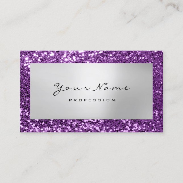 Glitter Makeup Stylist Mode Bloggare Violet Visitkort (Framsida)