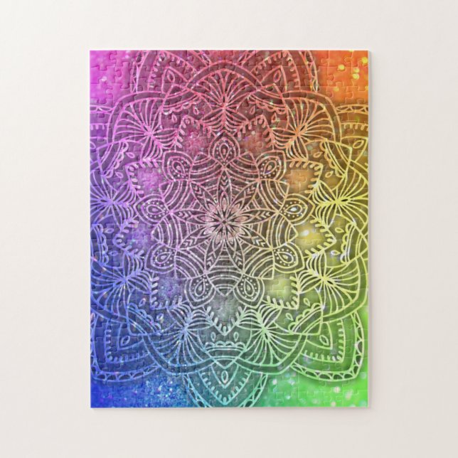 Glitter Mandala Hologram Bright Rainbow Pussel (Vertikal)