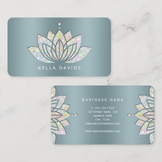 Glitter Mandala Lotus Blommig Yogainstruktör Teal Visitkort