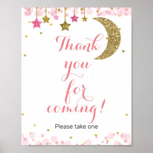 Glitter måne Tack för att du kom med favoritsignal Poster