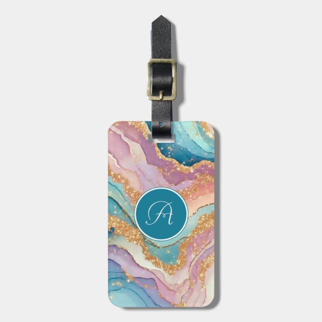 Glitter Marble Luggage Tag Bagagebricka (Vertikal Framsida)