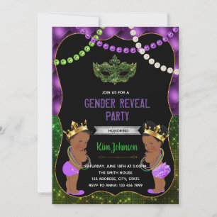 Glitter mardi gras African American gender avslöja Julkort