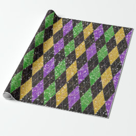 Glitter Mardi Gras Harlequin Argyle Presentpapper