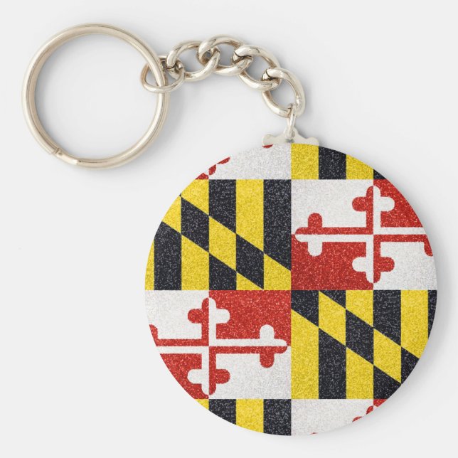 Glitter Maryland flagga round-nyckelkedja Nyckelring (Framsidan)