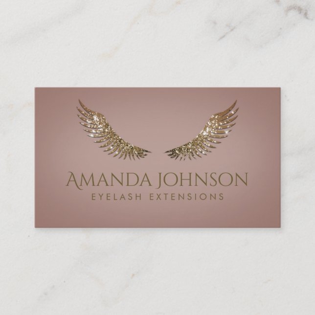 Glitter Mascara Lash Extension Golden Rosa Card Visitkort (Framsida)