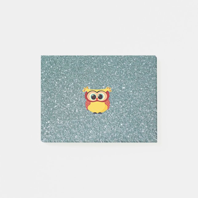 Glitter med Uggla Post-it Block (Framsida)