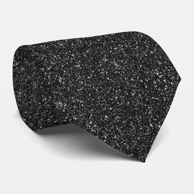 Glitter Metallisk Bling Svart Mönster Slips (Rullad)