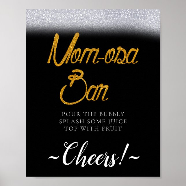 Glitter Minimal Enkel Mimosa Bar Skylt (Framsidan)