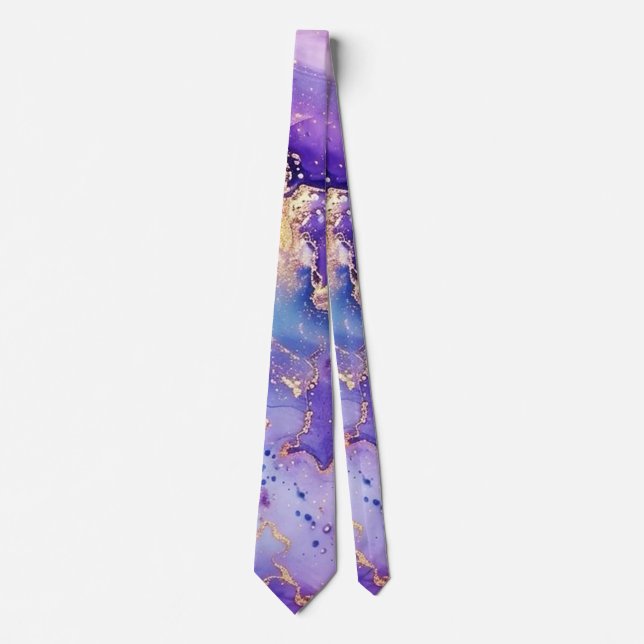 Glitter Minimal Sömlös Lila Blå Mönster Slips (Framsida)