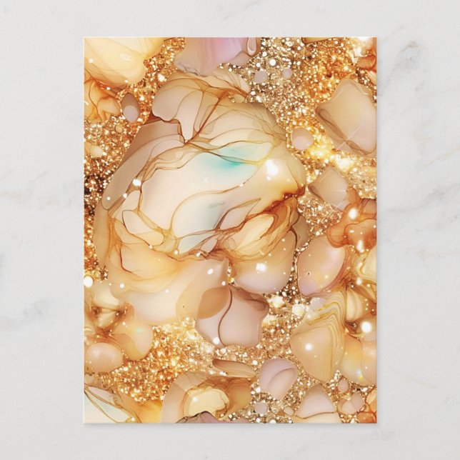 Glitter minimalt sjölöst Golden Mönster Helg Vykort (Framsida)