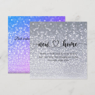 Glitter-minimikort för ny hemuppvärmning tack kort