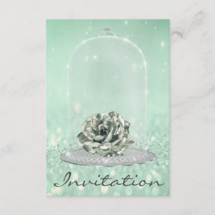 Glitter Mint Grönt Tiffany Diamond Ro Sweet 16:e Inbjudningar