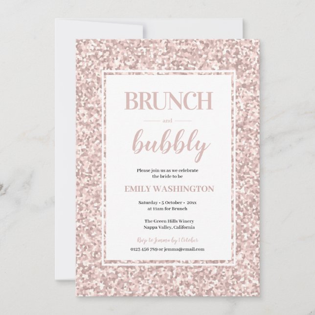 Glitter Möhippa Brunch & Bubbly-inbjudan Inbjudningar (Framsida)