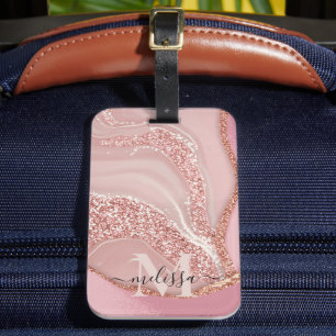 Glitter Monogram för det moderna Ro-Chicen Guld Bagagebricka