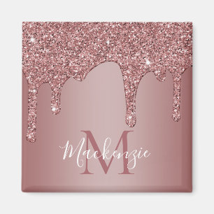 Glitter Monogram för drivning av ro Guld Magnet