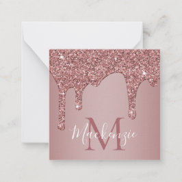 Glitter Monogram för lyxur Ro Guld som kör Anteckningskort