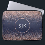Glitter-monogram för marinblå marinblå marogram R<br><div class="desc">Rosa - Ro Guld och marinblå faux Glitter och Gnistra Elegant Monogrammed Initialer Fodral. Fodral kan anpassas så att det omfattar ditt första och första namn.</div>