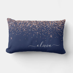 Glitter-monogram för marinblå marinblå marogram R Lumbarkudde