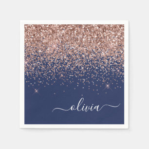  Glitter-monogram för marinblå marinblå marogram R Pappersservett