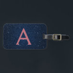 Glitter Monogram för marinblå och Ro Guld-Gnistran Bagagebricka<br><div class="desc">Tunga Blue och Ro Guld Twinkle Gnistra Glitter Monogram Namn och första resgodsmärkning. Den här väskan är märkre för Back to school,  Arbete eller Resning. Glitter och Midnight Blue och Rosa Luggage Tag är också en underbar bröllopsförmån för brigadjungar.</div>