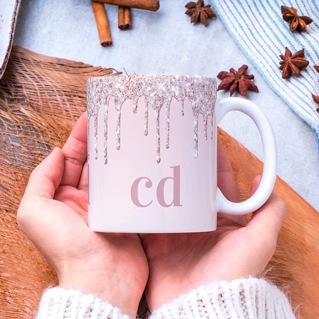  glitter-monogrammet ro guld kaffemugg (Skapare uppladdad)