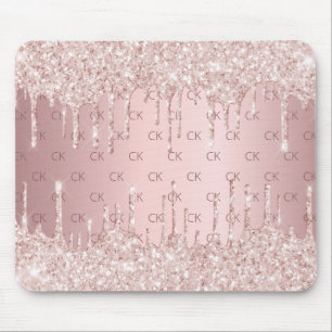  glitter-monogrammet rosa ros guld i initialer musmatta