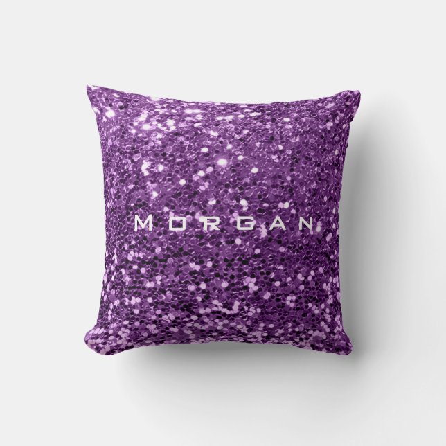 Glitter-Namn-saquin Violet Lila Grape Kudde (Framsida)