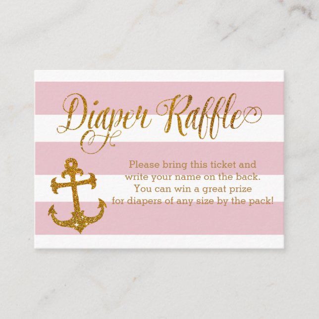 Glitter Nautical Baby Shower Diaper Raffle Card Tilläggskort (Framsida)