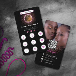 Glitter Neon Rosa Hair Braiding Loyalty Card Visitkort