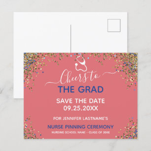 Glitter Nurse Studenten Pinning Save Date Pos Vykort