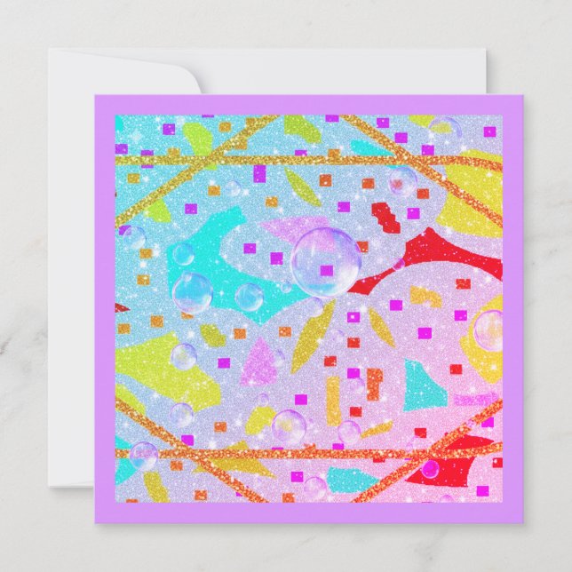 GLITTER OCH BUBBELDESIGN PASTELL KONST TACK KORT (Framsida)