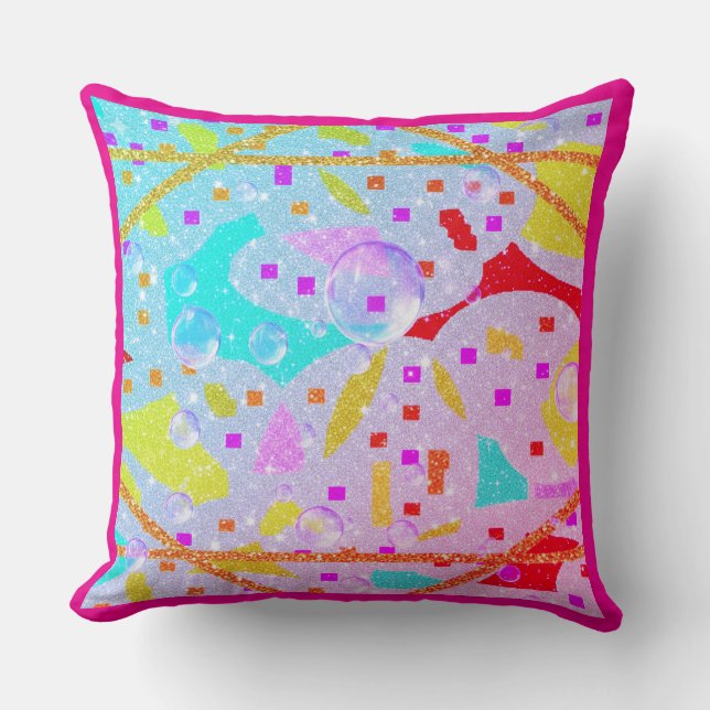 GLITTER OCH BUBBLES DESIGN PASTELS ART KUDDE (Framsida)