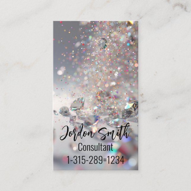 Glitter och diamanter visitkort (Framsida)
