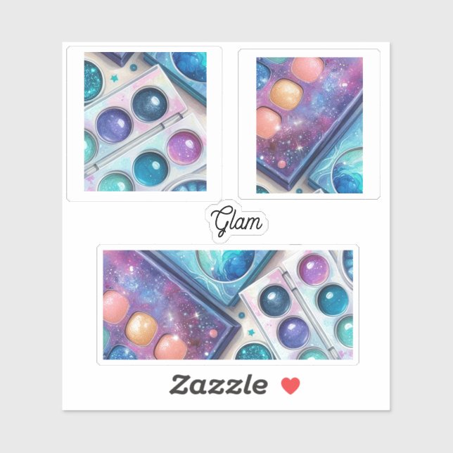 Glitter och Glam Makeup Palettes Klistermärken (Ark)