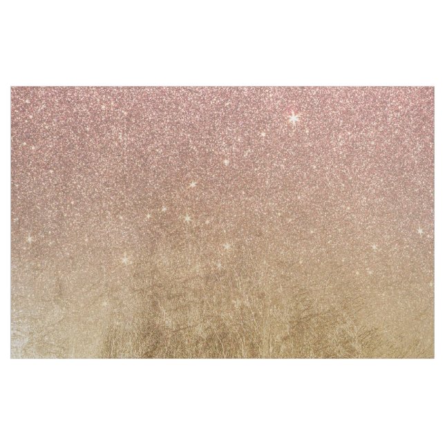 Glitter och guld för rosa ros omkullkastar guld- tyg (Yard)
