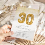 Glitter och Guld Kvinnors 30års födelsedag-ballong Inbjudningar<br><div class="desc">Prata trettio med mig! Fira födelsedagsflickan med inbjudan till roligten glitter och guld gnistra 30års födelsedag. Den här designen har 30 ballonger från guld och en sprinkl av guld damm på vit bakgrund.</div>