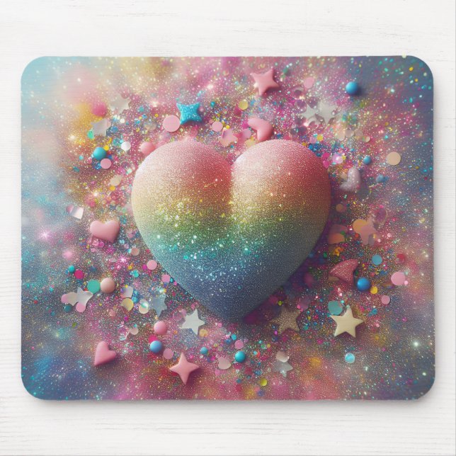 Glitter och konfetti Stars och Hearter Musmatta (Framsidan)