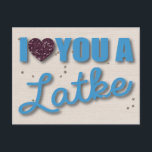 Glitter och Latkes Hanukkah Helg Vykort<br><div class="desc">Digital som scrapbooking hanukkah det roliga hälsningkortet. Leka med ord, blänka hjärtor och starter till något att säga som du älskar dem.</div>