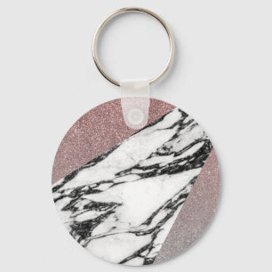 Glitter och marmor för silver rosa geometriska nyckelring