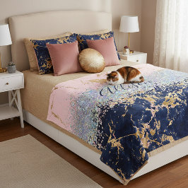 Glitter och marmor personlig  fleecefilt