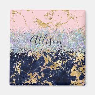 Glitter och marmor personlig  magnet