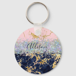 Glitter och marmor personlig nyckelring