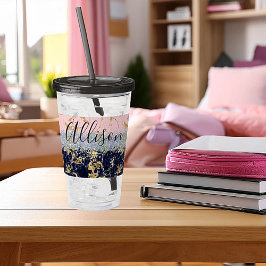 Glitter och marmor personlig take away mugg