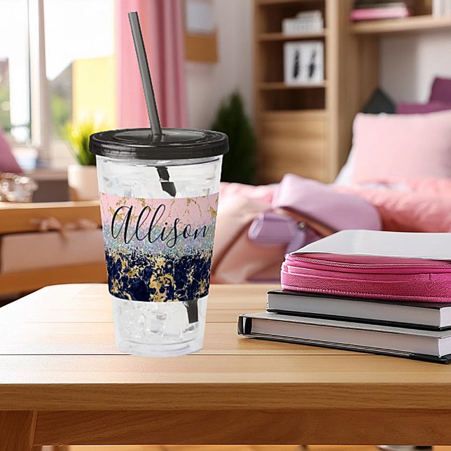 Glitter och marmor personlig   take away mugg (Skapare uppladdad)