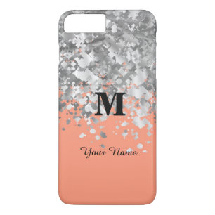 Glitter och persikofärgad personlig monogram