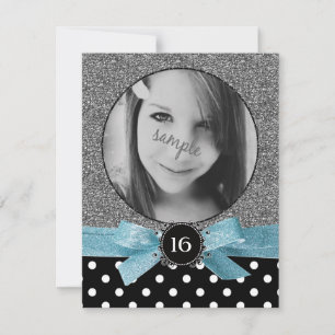 Glitter och Polkadots Photo Sweet 16 Inbjudningar