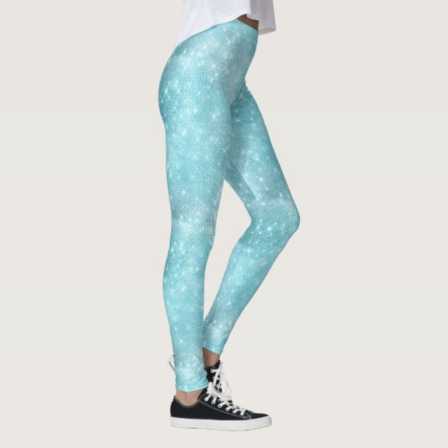 Glitter och Shine Mönster Teal ID671 Leggings (Höger)