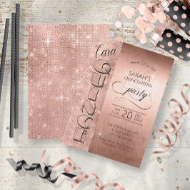 Glitter och Shine Quinceanera Ro Guld ID701 Inbjudningar